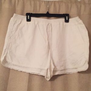 LOFT Drawstring Shorts with Pom Pom Trim